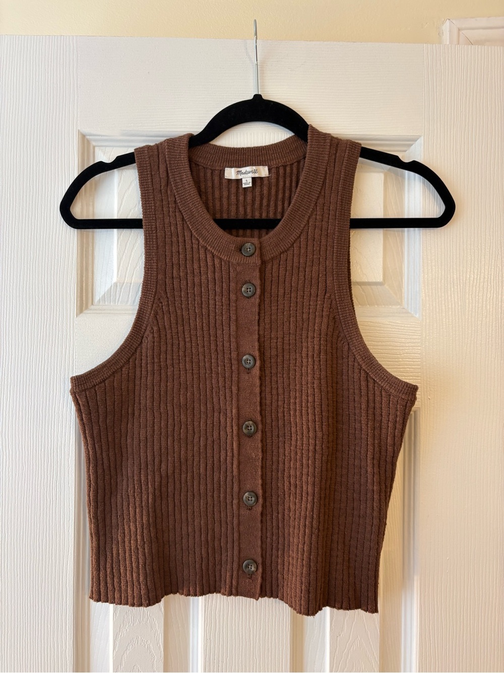 Madewell Brown Ribbed Button-Front Tank